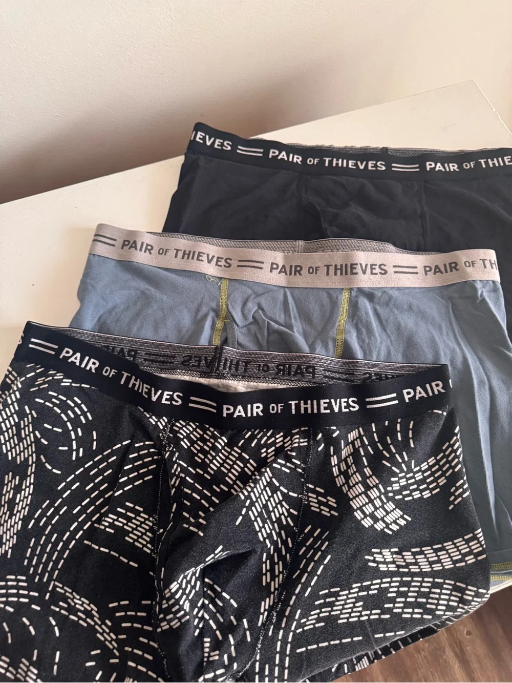 Pair of Thieves 3-Pack Men's Boxer Briefs - Black, Light Blue, Black Pattern XL